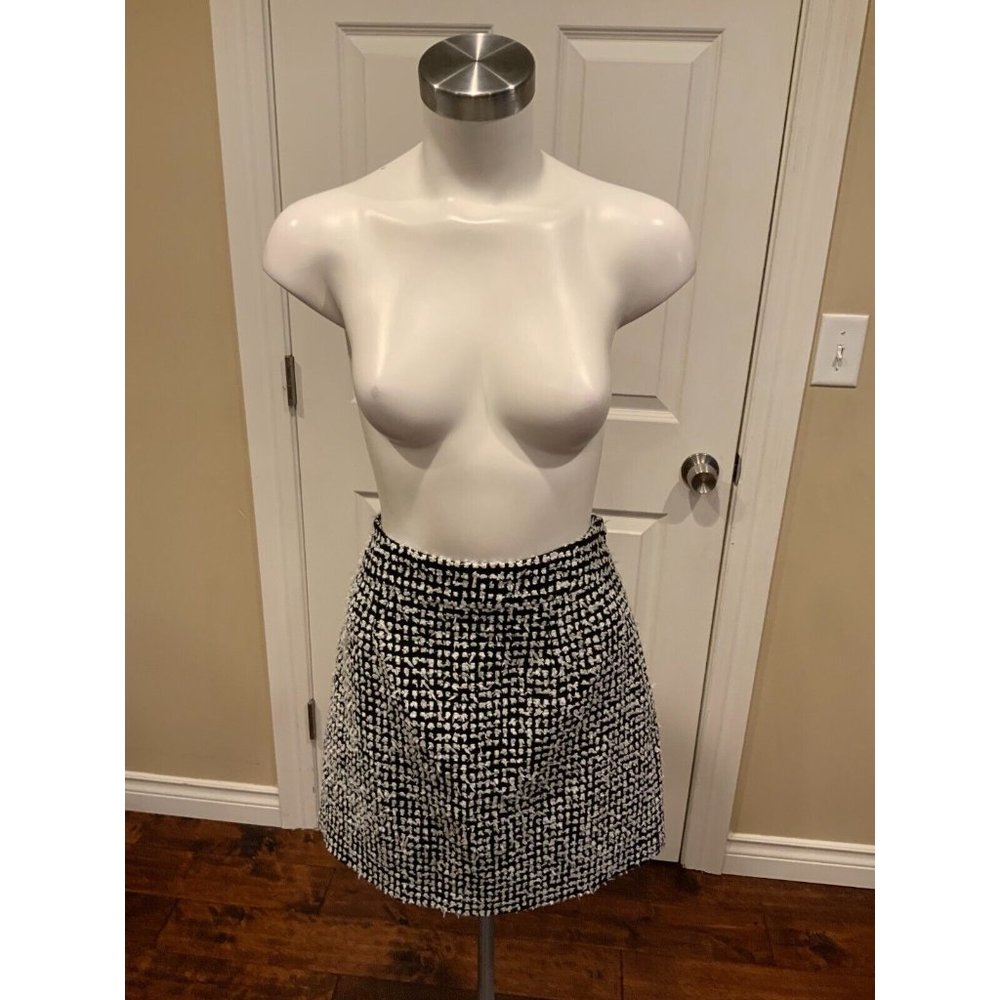 Kate Spade "Julie Pepper Shaker" Black & White Tweed Mini Skirt, Size 6 NWT!